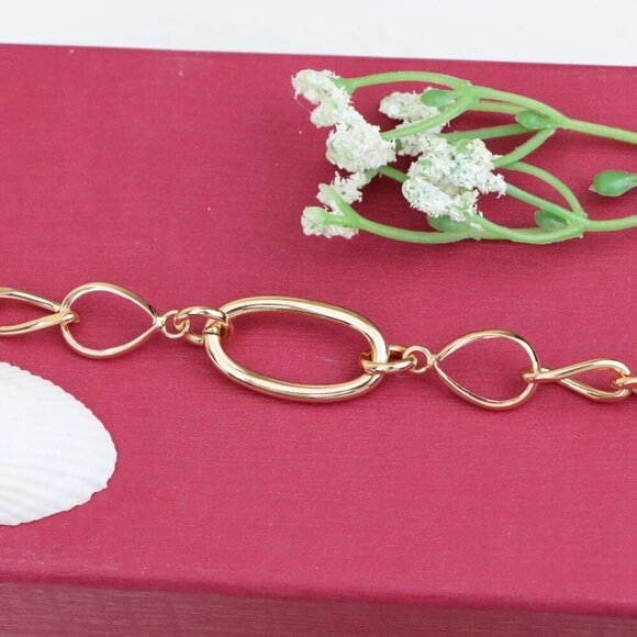 "Chunky Oval Link Rose Gold Bracelet, XPBL1108 - Picture 1 of 13